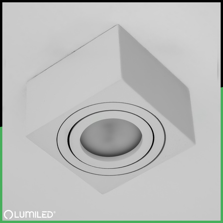 Aufputz HALOGEN Spot Tube Beweglich Quadratisch Weiß 50mm AMAT-S LUMILED