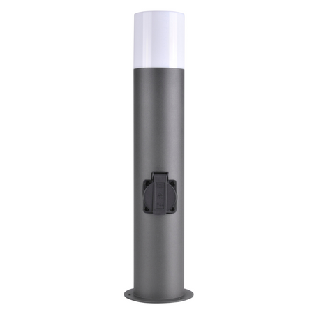 Garten LED Post E27 TUBA Graphit 44cm + Steckdose 230V IP44 DALLAS Goldlux