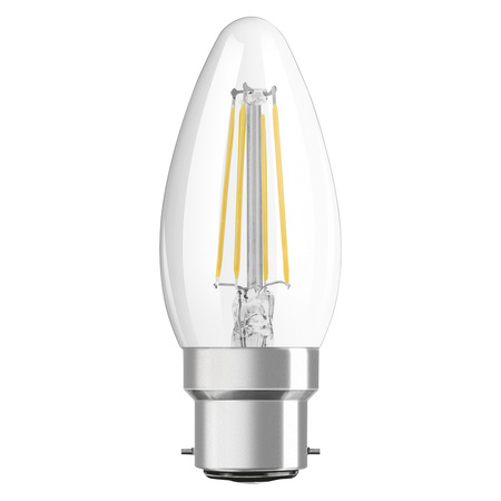 LED-Lampe B35 Kerze B22d 4W = 40W 470lm 2700K Warm 300° Retrofit Glühfaden CLASSIC Osram