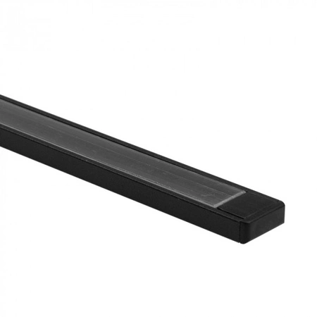 LED-Oberfläche Aluminiumprofil Schwarz 1m mit transparentem Diffusor für LED-Streifen + Endkappen Ecolight N-Serie