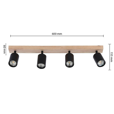 Spot Tuba Deckenleuchte Reflektor Halogen Leuchte 4x GU10 Moving Schwarz Braun Dabi Masterled