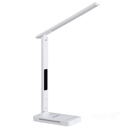 LED-Schreibtischlampe mit Display Ladegerät Wecker CCT DIM Weiß Kobi