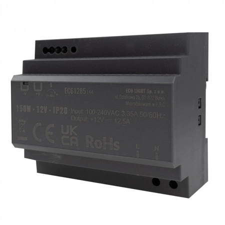 DIN-Schienen-Netzteil für LED-Streifen 150W 12V 12,5A IP20 PREMIUM Ecolight