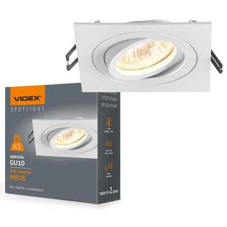 Deckeneinbauleuchte Halogen GU10 VIDEX weiß quadratisch beweglich