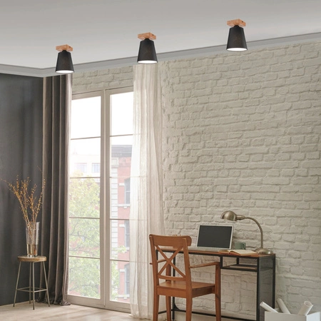 LULA E27 Schwarz Eiche Deckenleuchte LM-1.200 Lamkur