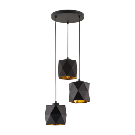 SIRO BLACK Kronleuchter Hängende Decke Lampe Schwarz und Gold Modern Geometrisch 3xE27 1045 TK Lighting