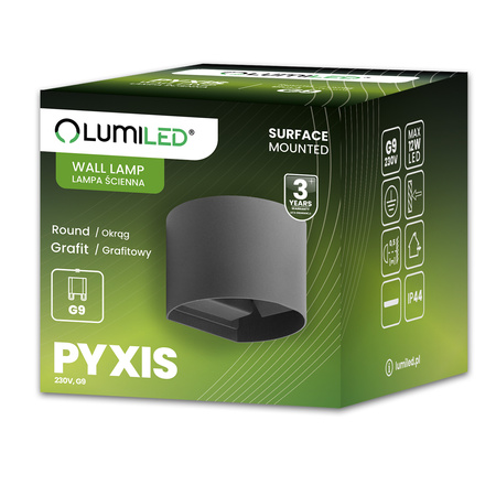 Garten Wandleuchte LED G9 Verstellbar Rund Oben Unten Graphit PYXIS LUMILED