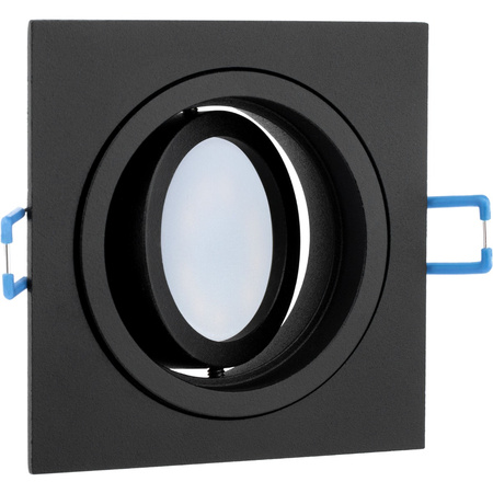 Einbauleuchte HALOGEN GU10 MR16 Quadratisch Schwarz CASSIO LUMILED + LED-Lampe GU10 6W = 60W 580lm Neutral