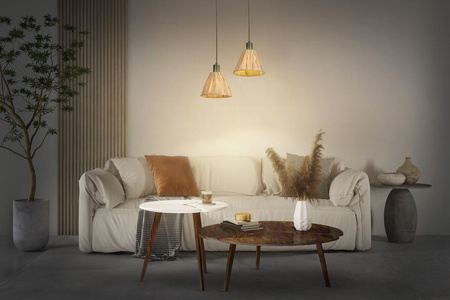 Dekorative Decke Pendelleuchte E27 Überhang Braun Grün Raffia Dekor Ledvance