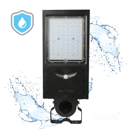 Solar LED Industriestraßenleuchte 30W 4800lm CCT mit Bewegungs- und Dämmerungssensor IP65 IK07 Schwarz Straße Kobi