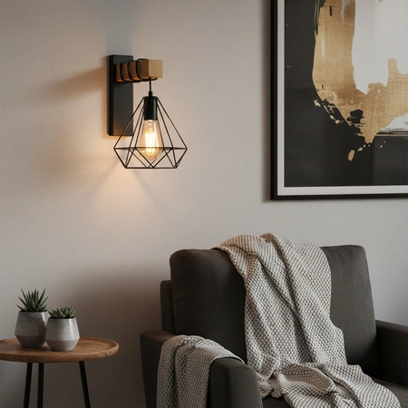 Wandleuchte VIGO 1xE27 Holz Schwarz GOLDLUX (Polux)