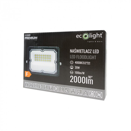 LED-Flutlicht Reflektor 20W 2000lm 4000K Neutral IP65 Premium Line Ecolight