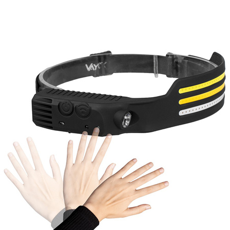 Wiederaufladbare Kopftaschenlampe 3x COB + XPE Pro Series VA0130 VAYOX