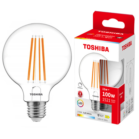 LED-Lampe E27 G95 11W = 100W 1521lm 2700K Warm Filament Dimmbar TOSHIBA