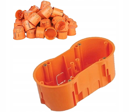 Doppelte tiefe elektrische Unterputzdose 2x60 mit PAWBOL-Schrauben