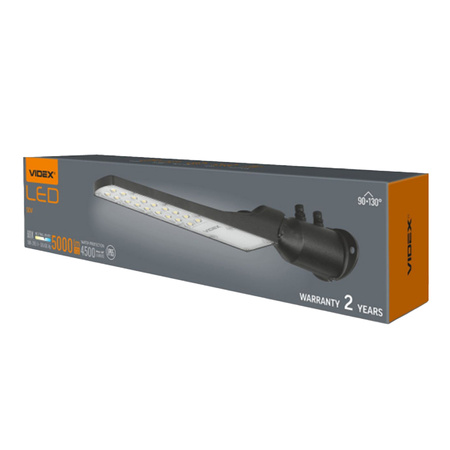 LED-Straßenlampe 50W 5000lm 5000K Neutral 130° 0.25A Schwarz VIDEX