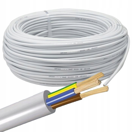 Drahtkabel OWY H05VV-F 300/500V 3x1,5mm Weiß 1m ELEKTROKABEL