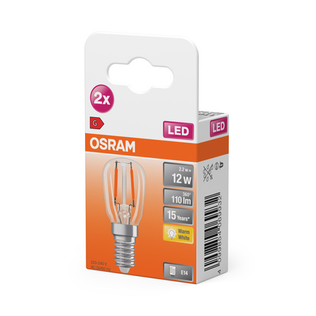 2x LED Glühbirne T26 Tubular E14 1.3W = 10W 110lm 2700K Warm 300° SPECIAL Osram