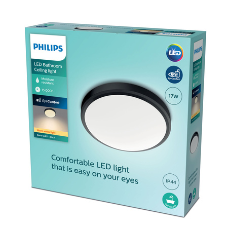 Plafond LED-Anbauleuchte DORIS 17W 2700K IP44 31cm Schwarz PHILIPS