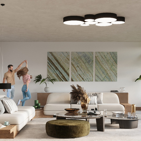 LED-Hängeleuchte ARENA 2xE27 Kreisförmig 35cm Schwarz SOLLUX