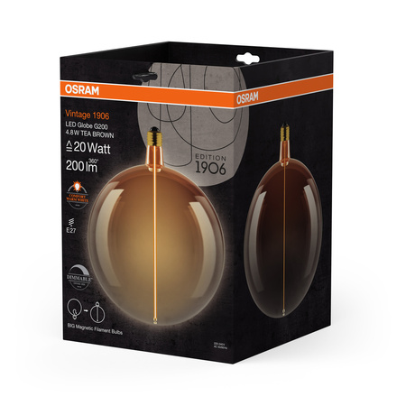 Dekorative LED-Glühbirne E27 4.8W = 20W 200lm 1800K Warm 320° Amber Filament Dimmbar Vintage 1906 Osram