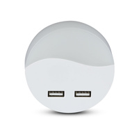 Orientierungslampe LED-Nachtlampe 0,45W 4000 K mit Dämmerungssensor und USB-Anschluss rund weiß Samsung Chip VT-84 V-TAC