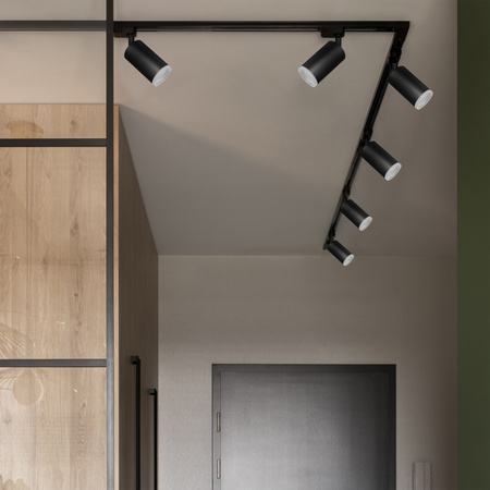 Stromschienen-Kit 1-Phasen-Schiene + 6x GU10 Reflektor Schwarz LONDON Sanico Goldlux
