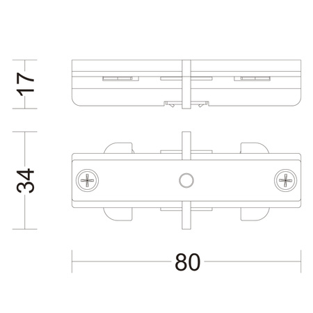 Innerer linearer Schaltverbinder für LED-Beleuchtungsstromschienen einphasig schwarz EasyLink Philips