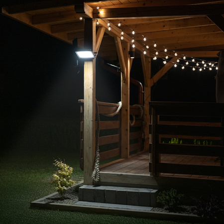 Solar LED Halogenstrahler 200W Gartenlampe 4000K IP65 PIR Bewegungsmelder + Fernbedienung FULGOR LUMILED