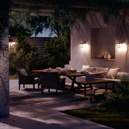 Garten-Wandleuchte Outdoor Laterne E27 IP44 Schwarz Kinno Philips