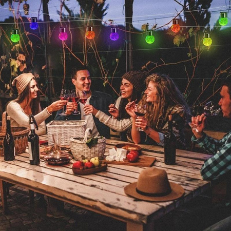 LED-Solar-Gartenlampe hängende LED-RGB-KUGEL Glas schwarz Cracked-Glas-Effekt