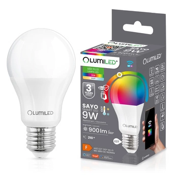 Lampen E27, Glühbirne A60, 9W = 60W, 900lm, CCT, RGB, Dimmbar, Intelligent, TUYA, WiFi, SMART SAYO LUMILED