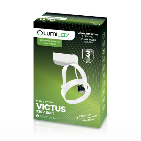 1.5m Stromschiene + 3x Schienenstrahler GU10 AR111 Weiß VICTUS LUMILED