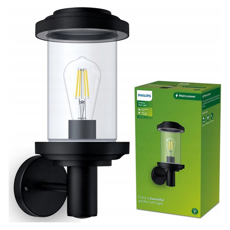 LISTRA E27 IP44 Nach unten gerichtete Laterne Schwarz PHILIPS LED Gartenlampe