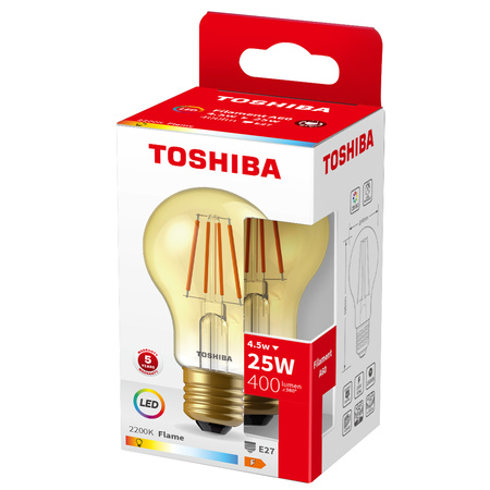 LED Lampen E27 A60 4.5W = 25W 400lm 2200K Warm Glühfaden Amber TOSHIBA
