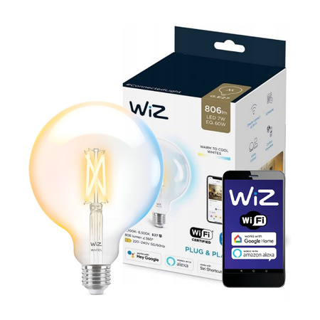 LED-Lampe E27 G125 7W = 60W 2700-6500K FILAMENT SMART WiFi WiZ