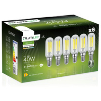 6x LED Lampen E14, LED Kühlschranklampe T25 4W = 40W 440lm 4000K neutral Glühfaden LUMILED