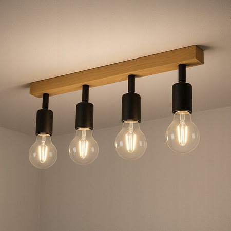 Spot Tuba Deckenleuchte Reflektor Halogen Leuchte 4x E27 Moving Schwarz Braun Eos Masterled