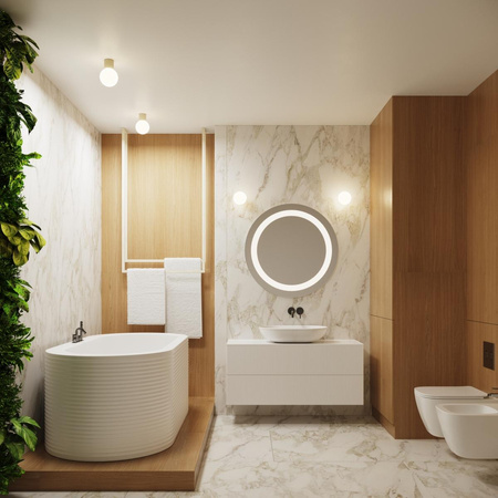 Badezimmer Wandleuchte G9 Rund Beige Modern Matt IP44 Halo Sollux