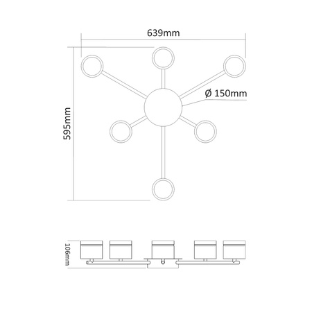 Kronleuchter Deckenleuchte Leuchte 6x GX53 Schwarz Anbauleuchte Videx