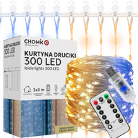 Lichtvorhang Weihnachtsbeleuchtung Draht 300LED Warm + Kalt Weiß 3+3m