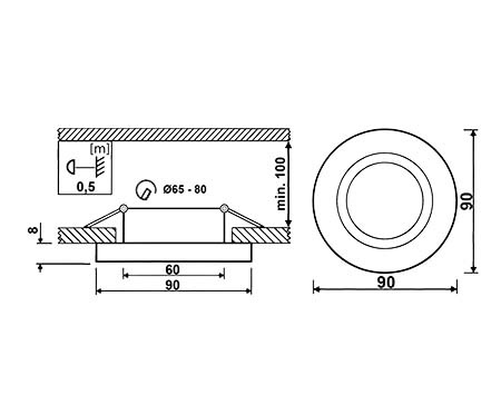 Glas-Einbaustrahler GU10, MR16 Einbauspot HALOGEN Runde Fest Schwarz ARIEL LUMILED