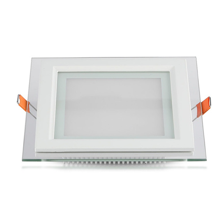 LED-Einbaupanel 12W 6000K Glas Quadrat FLICKER FREE VT-1202G V-TAC