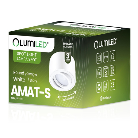 Halogen-Aufbauleuchte AMAT-S, Aufbauspot 50mm beweglich Runde Tube Weiß AMAT-S LUMILED