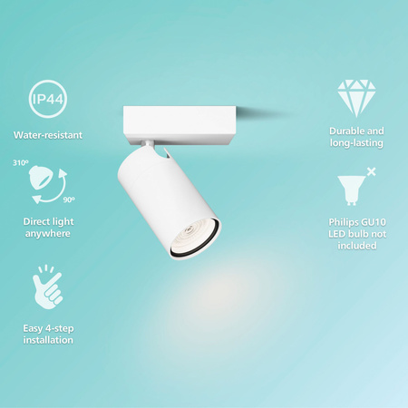 Wandleuchte GU10 Wandleuchte IP44 Weiß Kosipo Philips