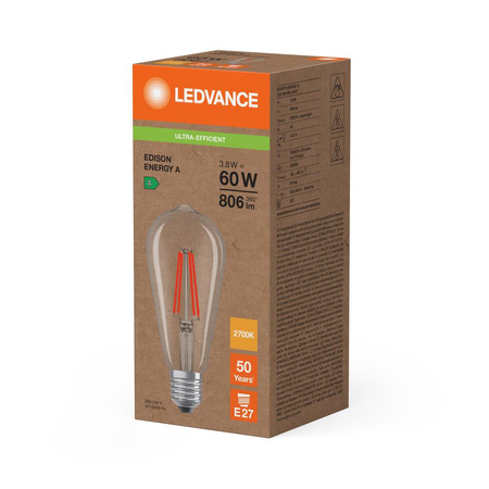 LED Edison E27 ST64 3.8W = 60W 806lm 2700K Warm 300° Ledvance Glühbirne