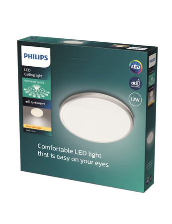 Plafond LED-Deckenanbauleuchte TWIRLY 12W 2700K 29cm Grau Rund PHILIPS