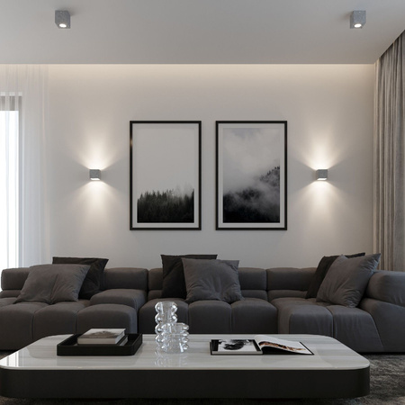 Wandleuchte QUAD G9 cube oben/unten industriegrau SOLLUX