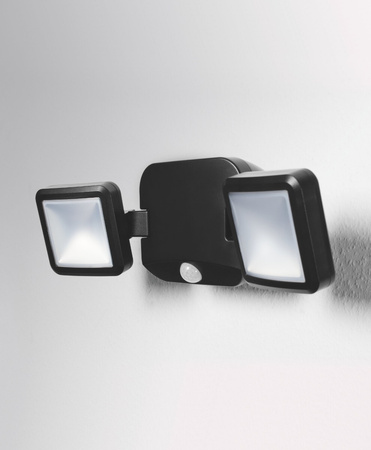 LED-Flutlicht 10W 480lm 4000K IP54 Schwarz mit Bewegungsmelder LEDVANCE SPOTLIGHT Batteriebetrieb Twin