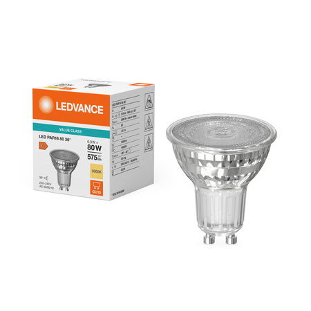 LED Lampen PAR16 GU10 6.9W = 80W 575lm 3000K Warmweiß 36° LEDVANCE